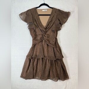E.ssue Leopard Print Ruffle Dress Size Medium